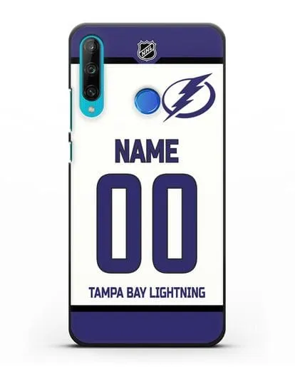 Чехол ХК Тампа-Бэй Лайтнинг с фамилией и номером белая форма силиконовый для Honor 9C