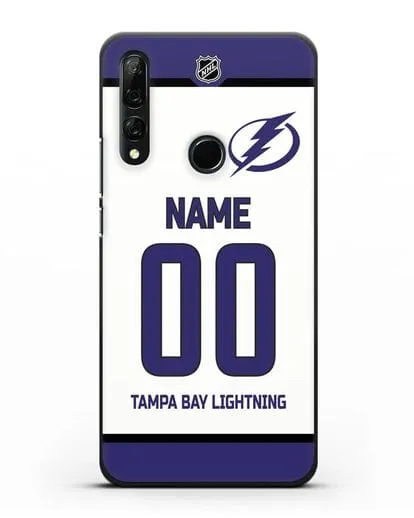 Чехол ХК Тампа-Бэй Лайтнинг с фамилией и номером белая форма силиконовый для Honor 9X