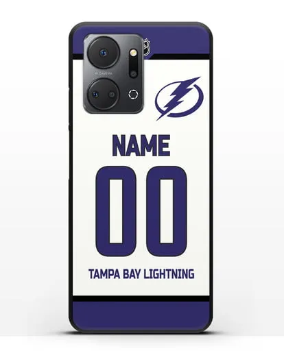 Чехол ХК Тампа-Бэй Лайтнинг с фамилией и номером белая форма силиконовый для Honor X7a
