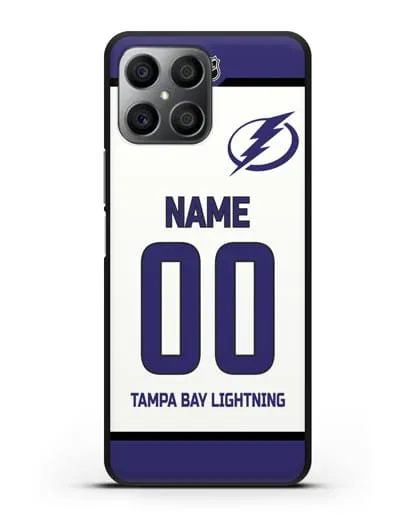 Чехол ХК Тампа-Бэй Лайтнинг с фамилией и номером белая форма силиконовый для Honor X8