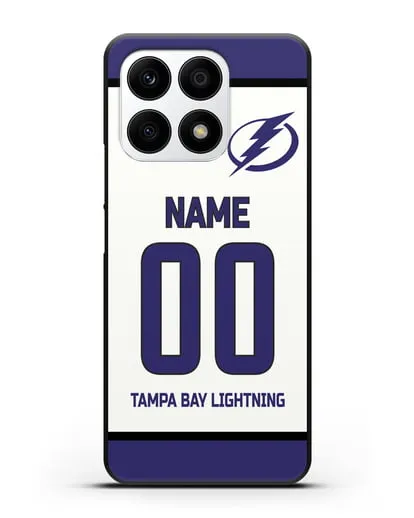 Чехол ХК Тампа-Бэй Лайтнинг с фамилией и номером белая форма силиконовый для Honor X8a