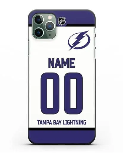 Чехол ХК Тампа-Бэй Лайтнинг с фамилией и номером белая форма силиконовый для iPhone 11 Pro Max