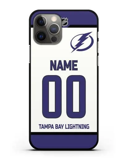 Чехол ХК Тампа-Бэй Лайтнинг с фамилией и номером белая форма силиконовый для iPhone 12 Pro