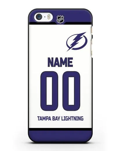 Чехол ХК Тампа-Бэй Лайтнинг с фамилией и номером белая форма силиконовый для iPhone 5/5s/SE