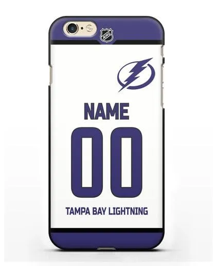 Чехол ХК Тампа-Бэй Лайтнинг с фамилией и номером белая форма силиконовый для iPhone 6