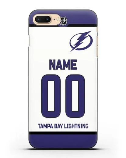 Чехол ХК Тампа-Бэй Лайтнинг с фамилией и номером белая форма силиконовый для iPhone 8 Plus