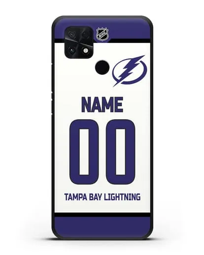 Чехол ХК Тампа-Бэй Лайтнинг с фамилией и номером белая форма силиконовый для Xiaomi Poco C40