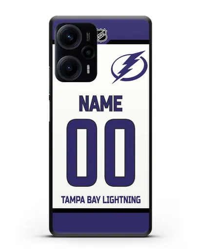 Чехол ХК Тампа-Бэй Лайтнинг с фамилией и номером белая форма силиконовый для Xiaomi Poco F5