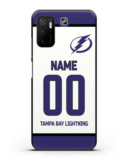 Чехол ХК Тампа-Бэй Лайтнинг с фамилией и номером белая форма силиконовый для Xiaomi Poco M3 Pro
