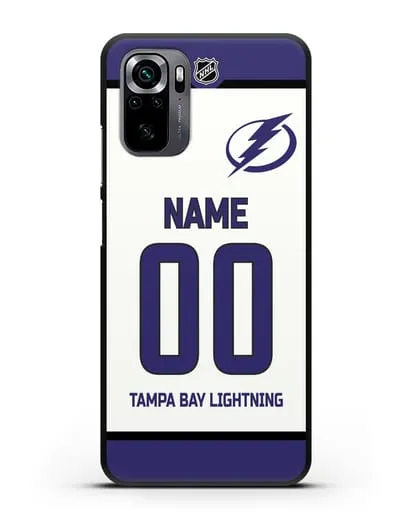 Чехол ХК Тампа-Бэй Лайтнинг с фамилией и номером белая форма силиконовый для Xiaomi Poco M5s