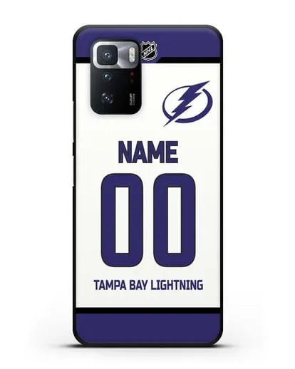 Чехол ХК Тампа-Бэй Лайтнинг с фамилией и номером белая форма силиконовый для Xiaomi Poco X3 GT