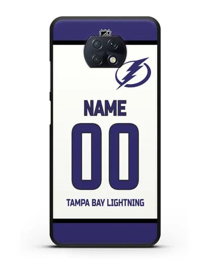 Чехол ХК Тампа-Бэй Лайтнинг с фамилией и номером белая форма силиконовый для Xiaomi Redmi Note 9T
