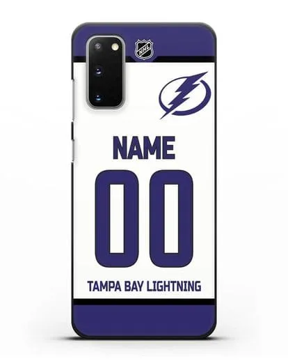 Чехол ХК Тампа-Бэй Лайтнинг с фамилией и номером белая форма силиконовый для Samsung Galaxy S20 [SM-G980F]