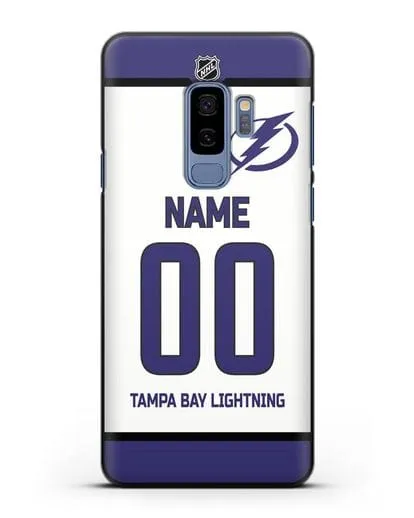 Чехол ХК Тампа-Бэй Лайтнинг с фамилией и номером белая форма силиконовый для Samsung Galaxy S9 Plus [SM-G965F]