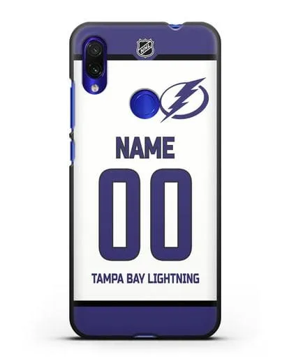 Чехол ХК Тампа-Бэй Лайтнинг с фамилией и номером белая форма силиконовый для Xiaomi Redmi Note 7