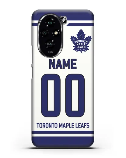 Чехол ХК Торонто Мейпл Лифс с фамилией и номером белая форма силиконовый для Honor 200