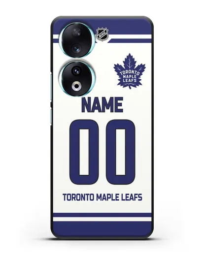 Чехол ХК Торонто Мейпл Лифс с фамилией и номером белая форма силиконовый для Honor 90