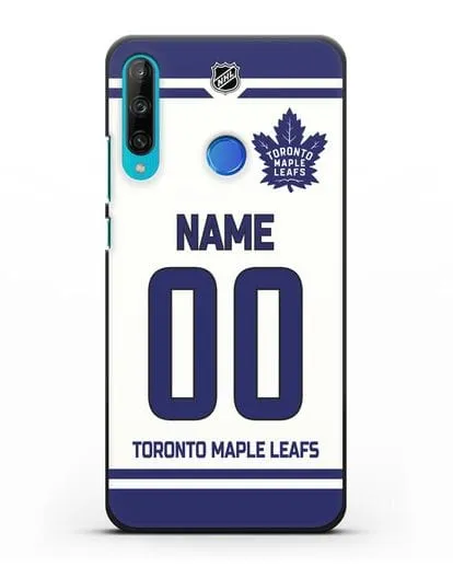 Чехол ХК Торонто Мейпл Лифс с фамилией и номером белая форма силиконовый для Honor 9C