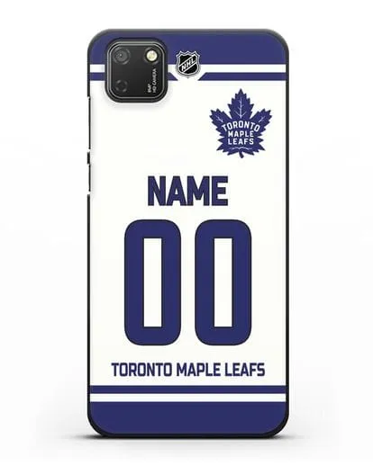 Чехол ХК Торонто Мейпл Лифс с фамилией и номером белая форма силиконовый для Honor 9S