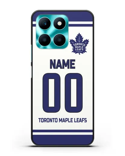 Чехол ХК Торонто Мейпл Лифс с фамилией и номером белая форма силиконовый для Honor X6a