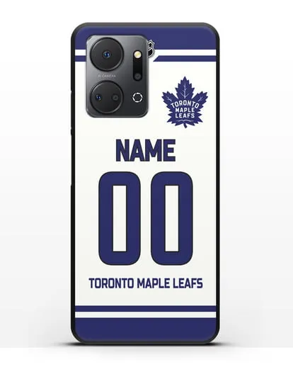 Чехол ХК Торонто Мейпл Лифс с фамилией и номером белая форма силиконовый для Honor X7a