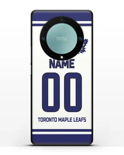 Чехол ХК Торонто Мейпл Лифс с фамилией и номером белая форма силиконовый для Honor X9a