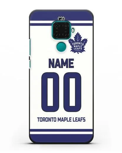Чехол ХК Торонто Мейпл Лифс с фамилией и номером белая форма силиконовый для Huawei Mate 30 Lite