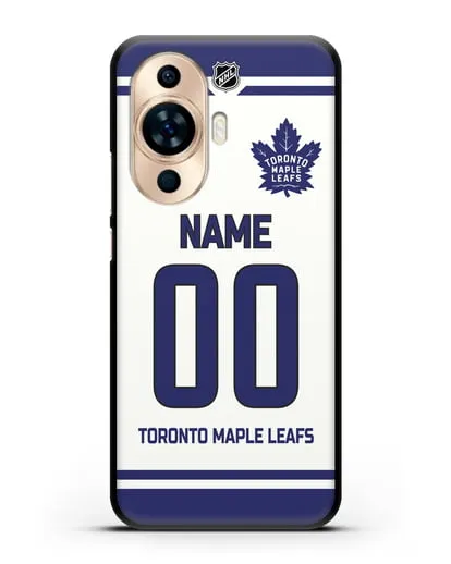 Чехол ХК Торонто Мейпл Лифс с фамилией и номером белая форма силиконовый для Huawei Nova 11