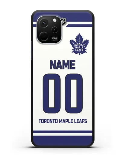 Чехол ХК Торонто Мейпл Лифс с фамилией и номером белая форма силиконовый для Huawei Nova Y61