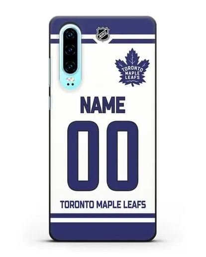 Чехол ХК Торонто Мейпл Лифс с фамилией и номером белая форма силиконовый для Huawei P30
