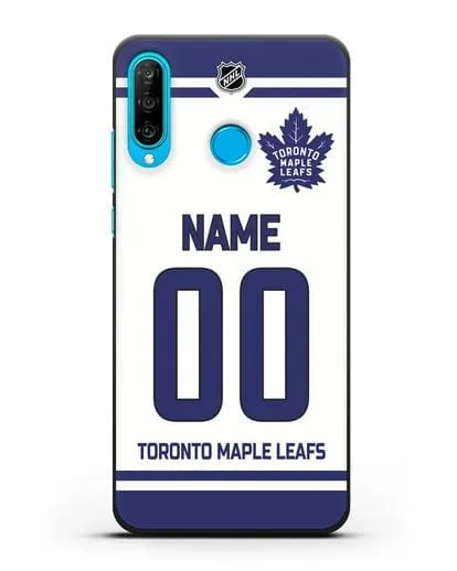 Чехол ХК Торонто Мейпл Лифс с фамилией и номером белая форма силиконовый для Huawei P30 Lite