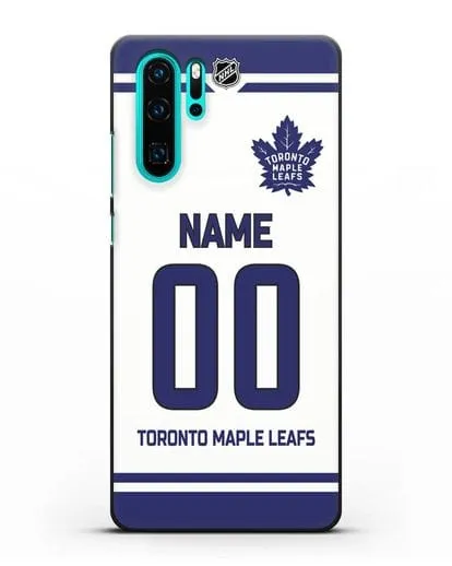 Чехол ХК Торонто Мейпл Лифс с фамилией и номером белая форма силиконовый для Huawei P30 Pro