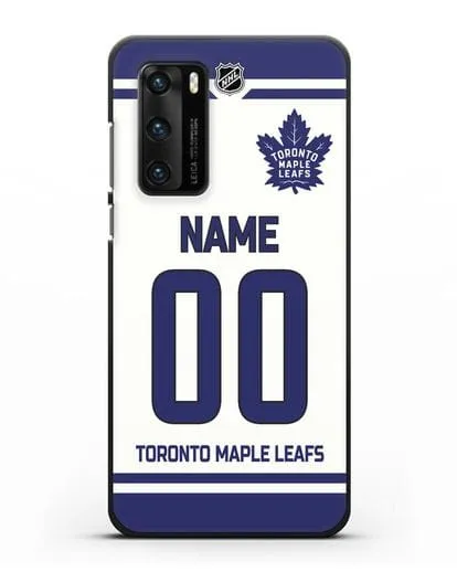 Чехол ХК Торонто Мейпл Лифс с фамилией и номером белая форма силиконовый для Huawei P40