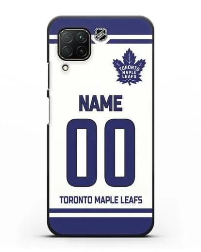 Чехол ХК Торонто Мейпл Лифс с фамилией и номером белая форма силиконовый для Huawei P40 lite