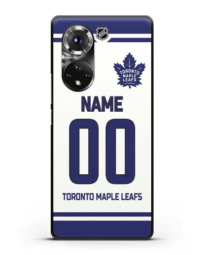Чехол ХК Торонто Мейпл Лифс с фамилией и номером белая форма силиконовый для Huawei P50 Pro
