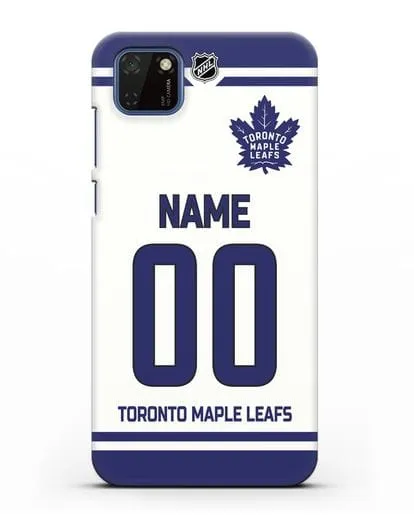 Чехол ХК Торонто Мейпл Лифс с фамилией и номером белая форма силиконовый для Huawei Y5P