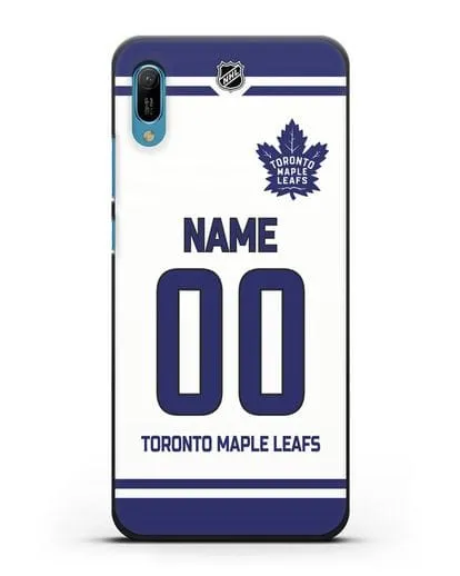 Чехол ХК Торонто Мейпл Лифс с фамилией и номером белая форма силиконовый для Huawei Y6 2019