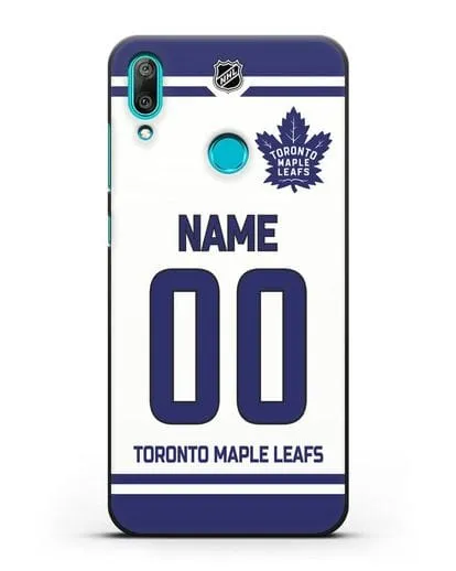 Чехол ХК Торонто Мейпл Лифс с фамилией и номером белая форма силиконовый для Huawei Y7 2019