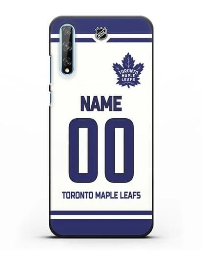 Чехол ХК Торонто Мейпл Лифс с фамилией и номером белая форма силиконовый для Huawei Y8P