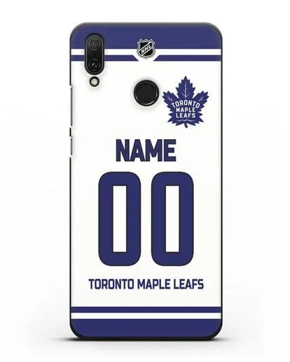 Чехол ХК Торонто Мейпл Лифс с фамилией и номером белая форма силиконовый для Huawei Y9 2019