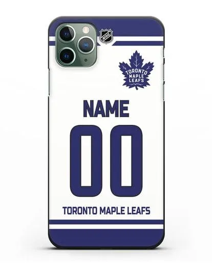 Чехол ХК Торонто Мейпл Лифс с фамилией и номером белая форма силиконовый для iPhone 11 Pro Max