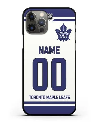 Чехол ХК Торонто Мейпл Лифс с фамилией и номером белая форма силиконовый для iPhone 12 Pro