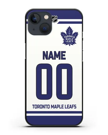 Чехол ХК Торонто Мейпл Лифс с фамилией и номером белая форма силиконовый для iPhone 13 Mini