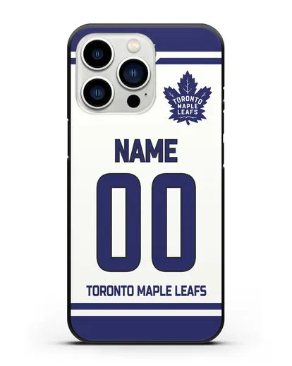 Чехол ХК Торонто Мейпл Лифс с фамилией и номером белая форма силиконовый для iPhone 13 Pro