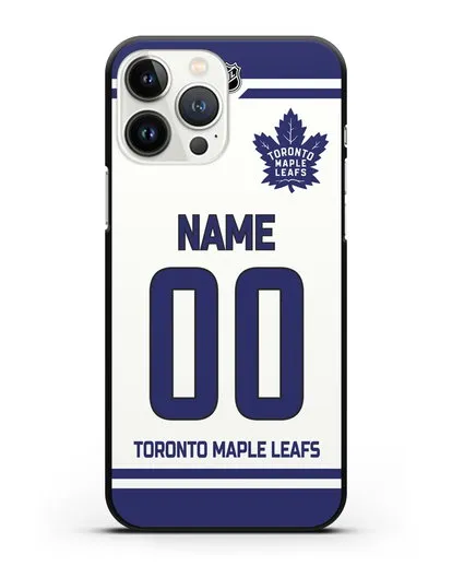 Чехол ХК Торонто Мейпл Лифс с фамилией и номером белая форма силиконовый для iPhone 13 Pro Max