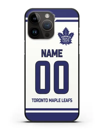 Чехол ХК Торонто Мейпл Лифс с фамилией и номером белая форма силиконовый для iPhone 14 Pro Max