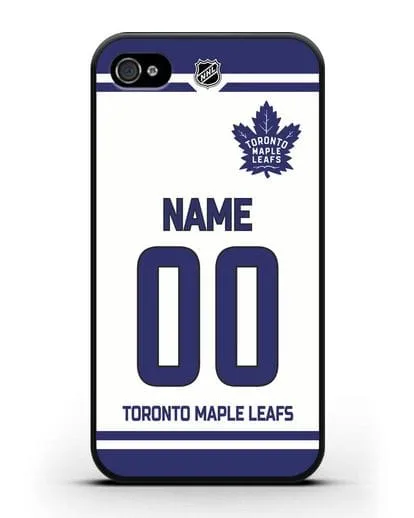 Чехол ХК Торонто Мейпл Лифс с фамилией и номером белая форма силиконовый для iPhone 4/4s