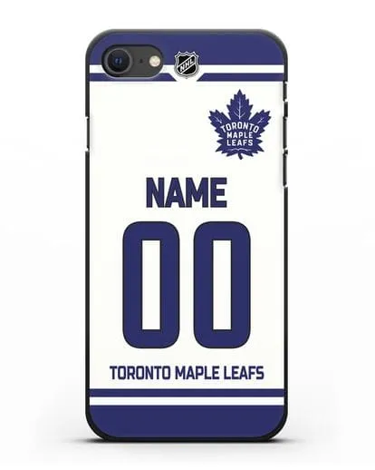 Чехол ХК Торонто Мейпл Лифс с фамилией и номером белая форма силиконовый для iPhone SE 2020
