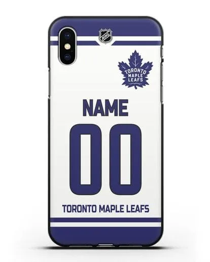 Чехол ХК Торонто Мейпл Лифс с фамилией и номером белая форма силиконовый для iPhone X