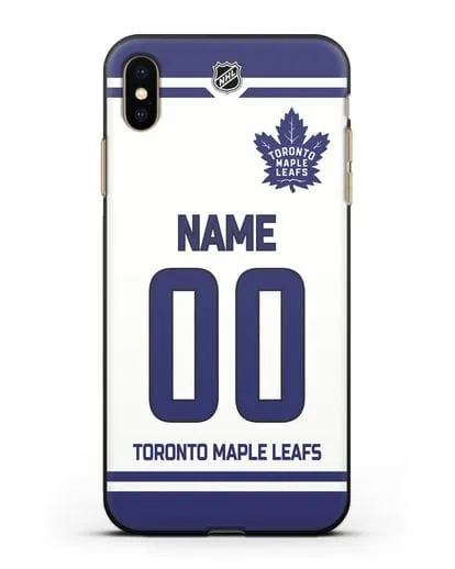 Чехол ХК Торонто Мейпл Лифс с фамилией и номером белая форма силиконовый для iPhone XS Max